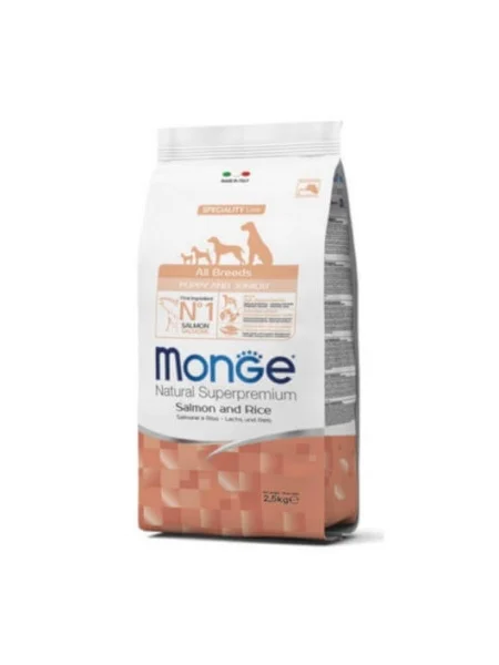 Hrana caini juniori cu somon si orez, completa superpremium, care satisface nevoile specifice a catelusului mic pana la 12 luni.
