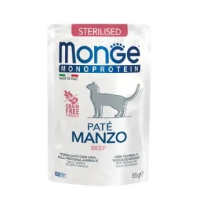 Monge Pisici Superpremium Plic Paté Sterilised cu Vită – 85g - 28 BUC/BAX