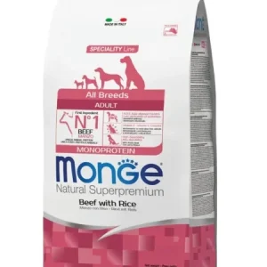 Hrană uscată cu vită și orez pentru câini adulți