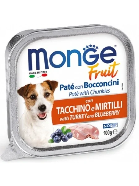 Monge Câini Superpremium Paté cu Bucăți de Curcan și Afine – 100g - 32 BUC/BAX 1 Monge Câini Superpremium Paté cu Bucăți de Curcan și Afine – 100g - 32 BUC/BAX
