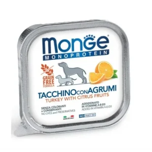 Monge Câini Superpremium Paté Monoproteic cu Curcan și Fructe Citrice – 150g - 24 BUC/BAX