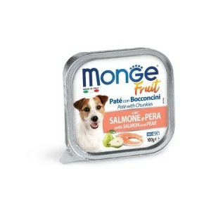 Monge Dog Fruit Paté Somon și Păr 100g - hrană umedă pentru câini adulți