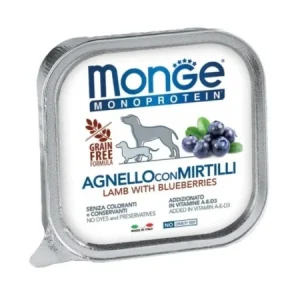 MONGE DOG Paté Miel și Coacăze 150g - hrană umedă pentru câini adulți, Paté Monge cu miel și coacăze - antioxidanți pentru câini