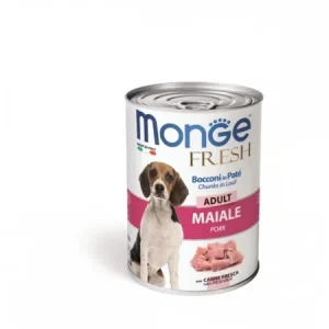 Monge Câini Superpremium Bucăți în Pastă Adult cu Porc – 400g - 24 BUC/BAX