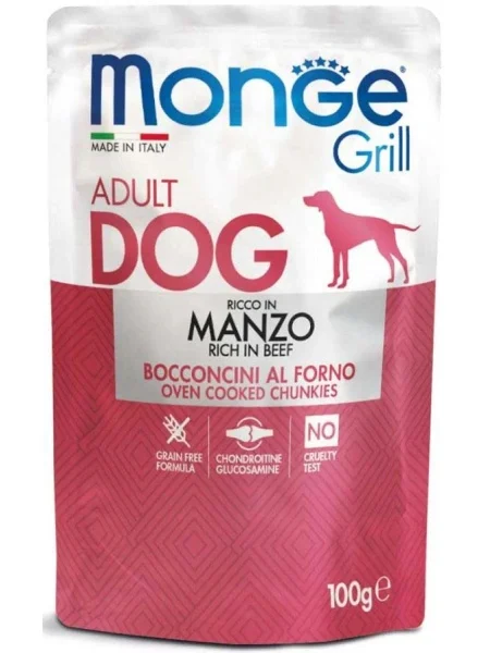 Monge Câini Superpremium Plic cu Vită – 100g - 24 BUC/BAX 1 Monge Plic Dog Grill Vită 100g - hrană umedă fără cereale pentru câini adulți