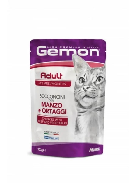 gemon c pouches chunkies adult beef vegetables 100g hrana umeda pisici adulte