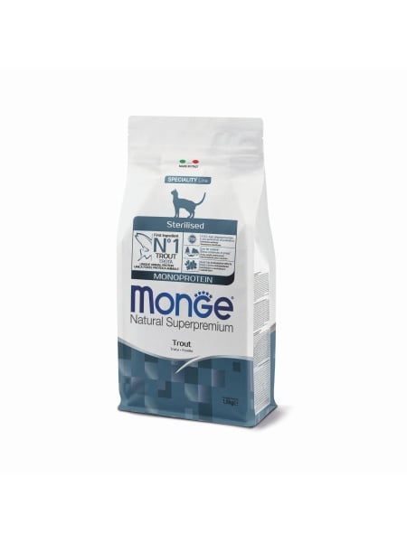 monge c sprem sterilised trout 1.5kg hrana pisici sterilizate păstrăv