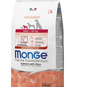 monge d sprem mini puppy salmon rice 2.5kg hrana uscata caine talie mica