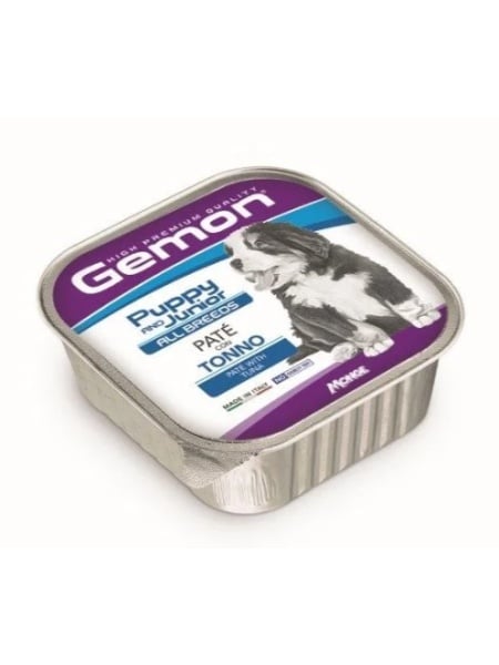 gemon dog puppy junior paté tuna 150g hrană umedă căței