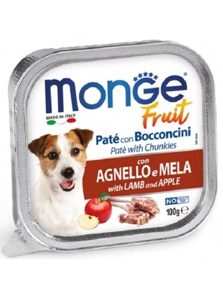 monge fruit lamb apple 100g paté chunkies hrană umedă câini