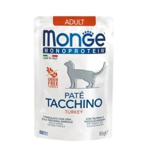 monge monoprotein paté turkey 85g hrană umedă pisici cu sensibile
