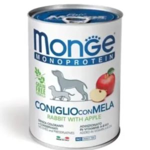 monge monoprotein rabbit apple 400g hrana umedă câini adulți