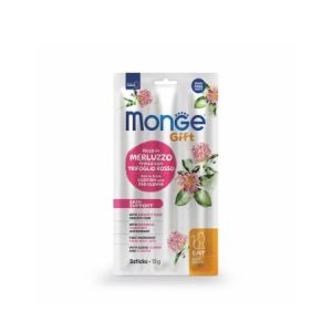 monge cat gift skin support codfish red clover 15g snack pisici piele blana