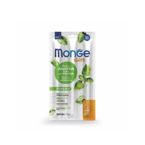 monge cat gift soft sticks steril duck lemon balm 15g snack pisici sterilizate