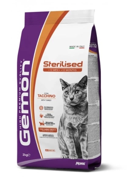 gemon pisici sterilizate curcan 2kg hrana uscata premium