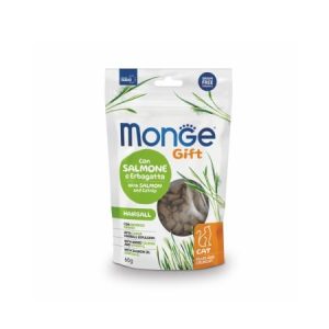 monge cat gift hairball crunchy somon catina 60g snackuri crocante pisici