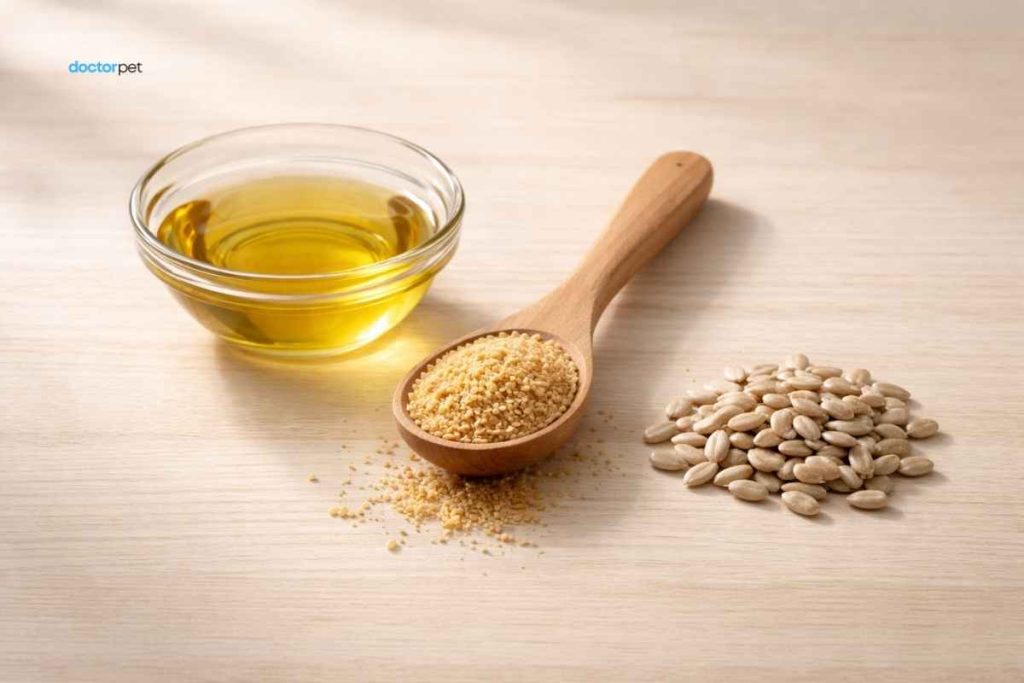 Vitamina E din surse vegetale: ulei vegetal, germeni de grâu și semințe, asociate cu rolul antioxidant.